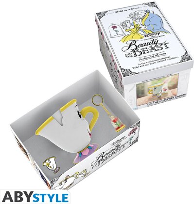 Gift Pack Premium - La Belle et la Bête - Mug 3D + Porte-clef 3D + Pin's "Zip & Rose"