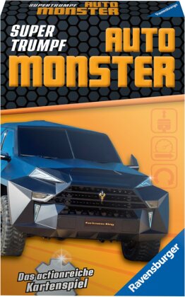 Ravensburger Kartenspiel, Supertrumpf Auto Monster 20690 - Quartett und Trumpf-Spiel für Technik-Fans ab 7 Jahren