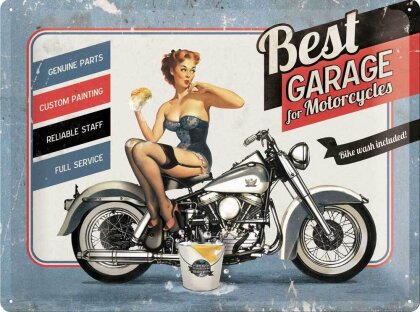 Blechschild. Best Garage / Blue
