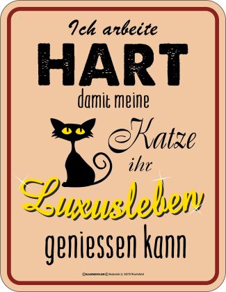 Katze Luxusleben Blechschild