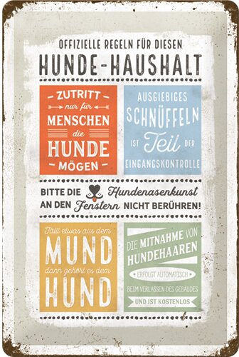 Blechschild. PfotenSchild / Hunde/Haushalt Regeln