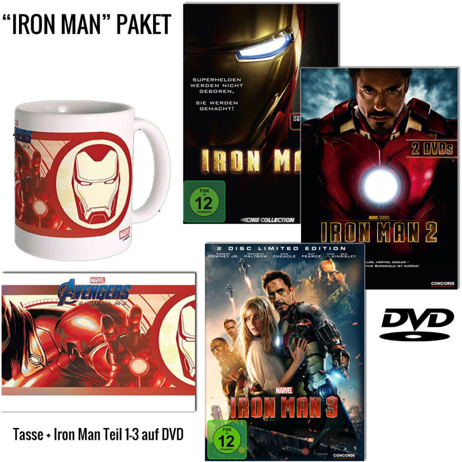 Iron Man Trilogie (+ Tasse, 3 DVDs)
