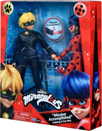 Miraculous Ladybug und Cat Noir - 2 Puppen ca. 26 cm, Superhelden-