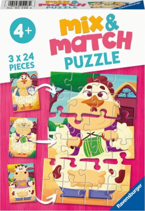Ravensburger Kinderpuzzle - 05198 Mix&Match Meine Bauernhoffreunde - Puzzle für Kinder ab 4 Jahren, mit 3x24 Teilen