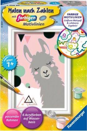 Malset Glückliches Lama, d - Malen nach Zahlen, 8.5x12 cm,