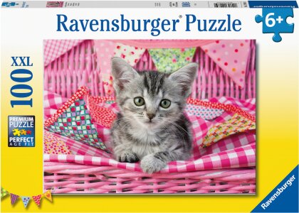 Ravensburger Kinderpuzzle - 12985 Niedliches Kätzchen - Tier-Puzzle für Kinder ab 6 Jahren, mit 100 Teilen im XXL-Format