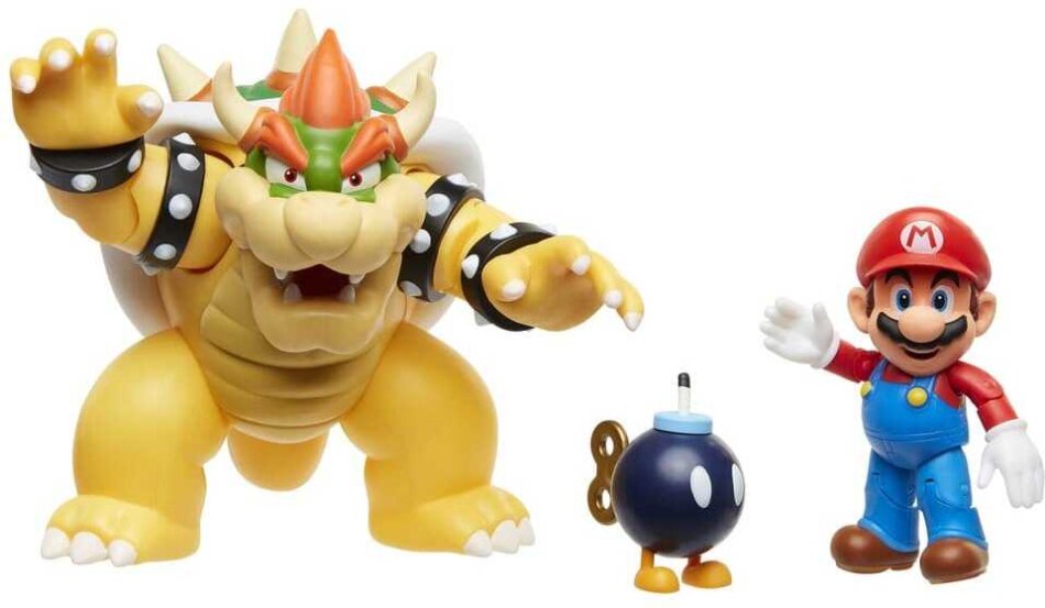 World of Nintendo Actionfiguren 3er-Pack Mario vs. Bowser Lava Battle