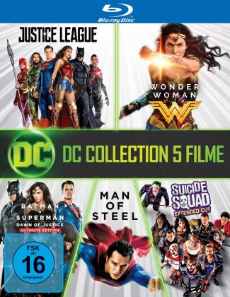 DC Collection 5 Filme - Justice Legue / Wonder Woman / Batman v Superman - Dawn of Justice / Man of Steel / Suicide Squad (7 Blu-rays)