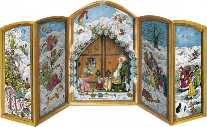 Adventskalender 'Weihnachtspforte' - Faltkalender zum Aufstellen, Masse (B/H): 21 x 44,5 cm, Dt/engl/frz/ital