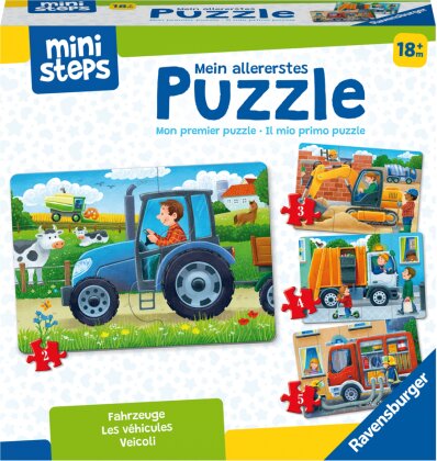 Ravensburger ministeps 4194 Mein allererstes Puzzle: Fahrzeuge - 4 erste Puzzles mit 2-5 Teilen, Spielzeug ab 18 Monate