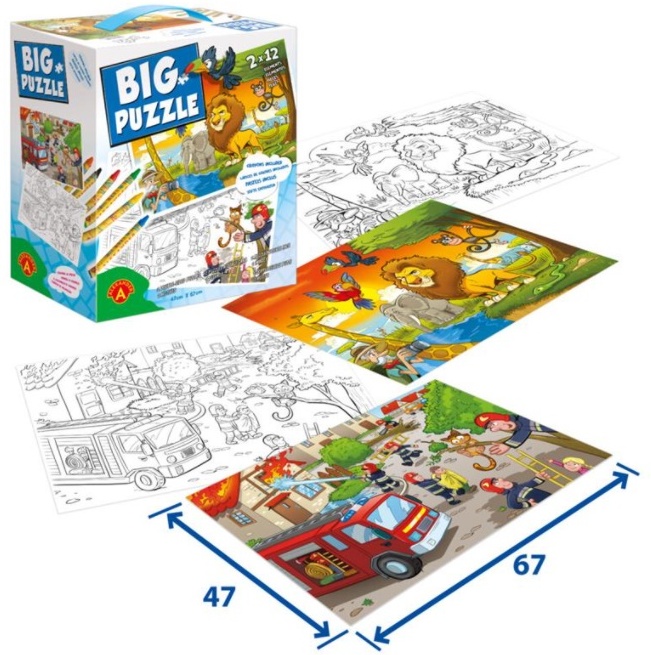 Big Puzzle – Feuerwehr & Afrikanische Tiere - 2 x 12 Teile