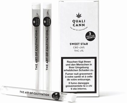 Qualicann Sweet Star Pre Rolled (3 Joints) - Indoor (CBD: 25.86%, THC: 0.96%)