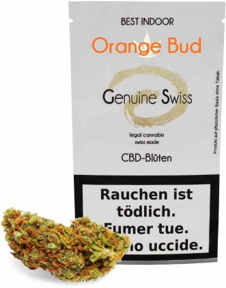 Genuine Swiss Orange Bud (5g) - Indoor (CBD: <15% THC: <1%)