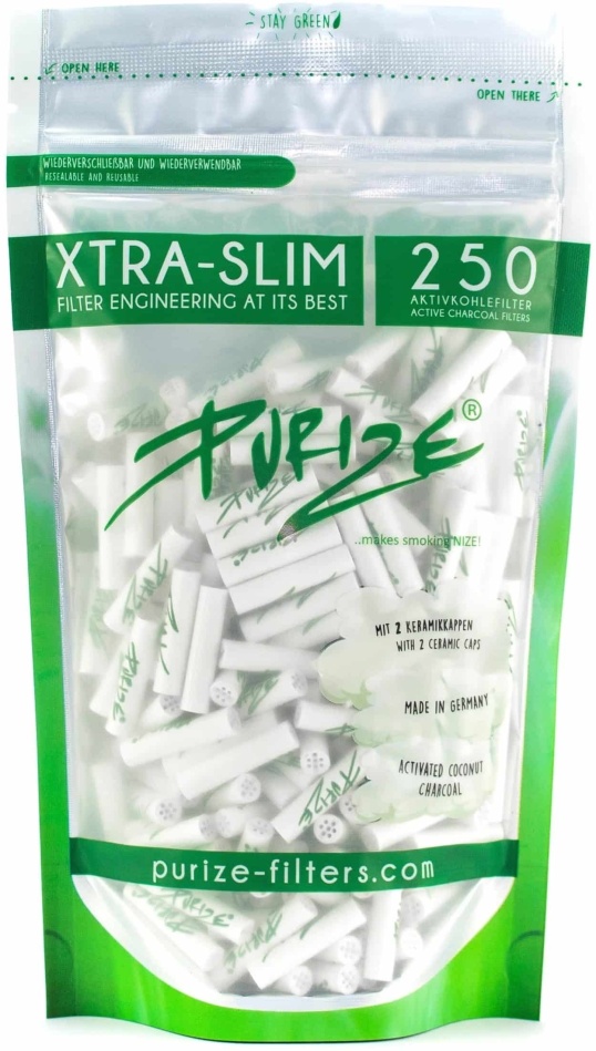 PURIZE® Xtra Slim Aktivkohlefilter WHITE - 250 Stk.