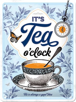 Blechschild. Home & Country / It's Tea O'Clock