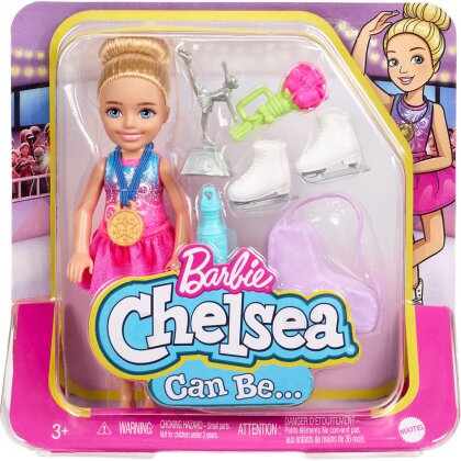 Barbie Chelsea Eiskunstläuferin - Puppe 15 cm, Tasche, Trophäe,