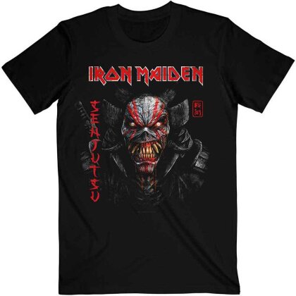 Iron Maiden Unisex T-Shirt - Senjutsu Black Cover Vertical Logo
