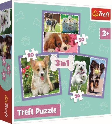 Hunde - 3 in 1 Puzzle (20/36/50 Teile)