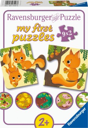 Ravensburger Kinderpuzzle - Tiere und ihre Kinder - 9x2 Teile my first Puzzle für Kinder ab 2 Jahren