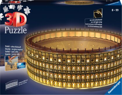 Kolosseum in Rom bei Nacht - 216 Teile 3D Puzzle - leuchtet im Dunkeln