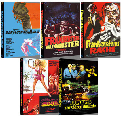 Der Fluch der Mumie / Frankensteins Höllenmonster / Frankenstiens Rache / The venegance of She / Ufos zerstören die Erde - 5 Hartboxen im Set (Grosse Hartbox, 5 Blu-rays)