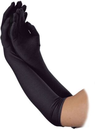 Handschuhe schwarz lang aus Satin (43 cm)