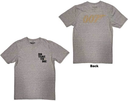 James Bond 007 Unisex T-Shirt - No Time To Die & Logo (Grey) (Back Print) - Grösse M