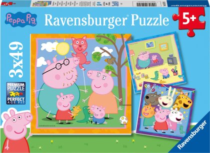 Ravensburger Kinderpuzzle 05579 - Peppas Familie und Freunde - 3x49 Teile Peppa Pig Puzzle für Kinder ab 5 Jahren