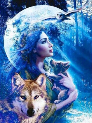 Diamond Painting Wolf Girl 50 x 40 cm