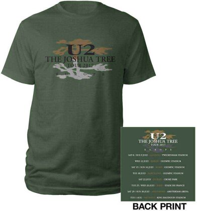 U2 Unisex T-Shirt - Joshua Tree Logo 2017 (Ex-Tour & Back Print)