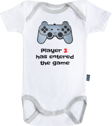 Body Bébé manches courtes - Joueur 3 est rentré dans le jeu - Playstation - 6 - 12 mois