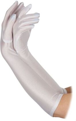 Handschuhe weiss lang aus Satin (43 cm)