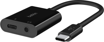 Belkin 3.5 mm Audio + USB-C Charge Adapter RockStar - black