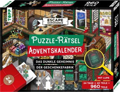 Puzzle-Rätsel-Adventskalender - Das dunkle Geheimnis der Geschenkefabrik. 24 Puzzles mit insgesamt 960 Teilen
