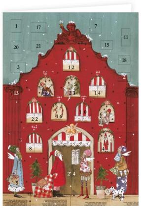 Adventskalender-Doppelkarte Rotes Haus