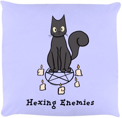 Spooky Cat: Hexing Enemies - Lilac Cushion