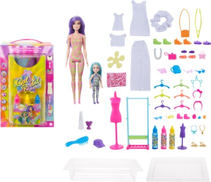 Barbie CR Neon Batik Mode Kit - Color Reveal, 2 Puppen,