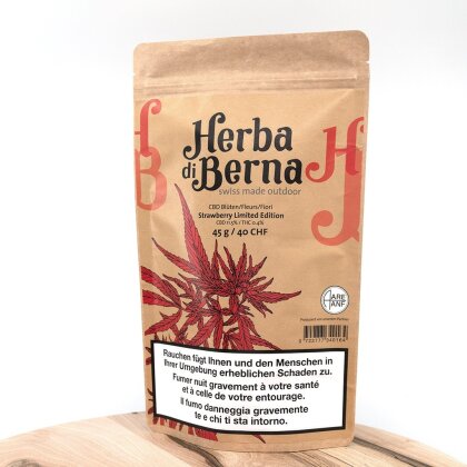 Herba di Berna Strawberry Outdoor Limited Edition (45g) - (CBD: 11.5%, THC: 0.4%)