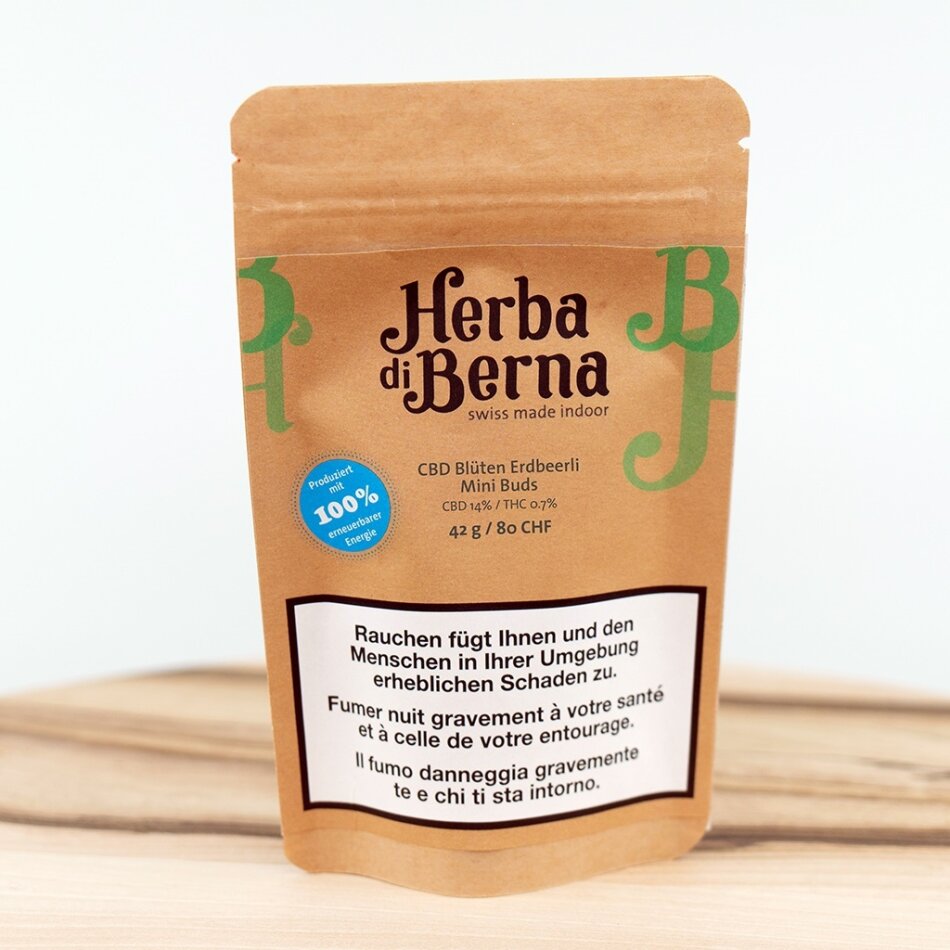 Herba di Berna Erdbeerli Indoor Mini-Buds (42g) - (CBD: 14%, THC: 0.7%)