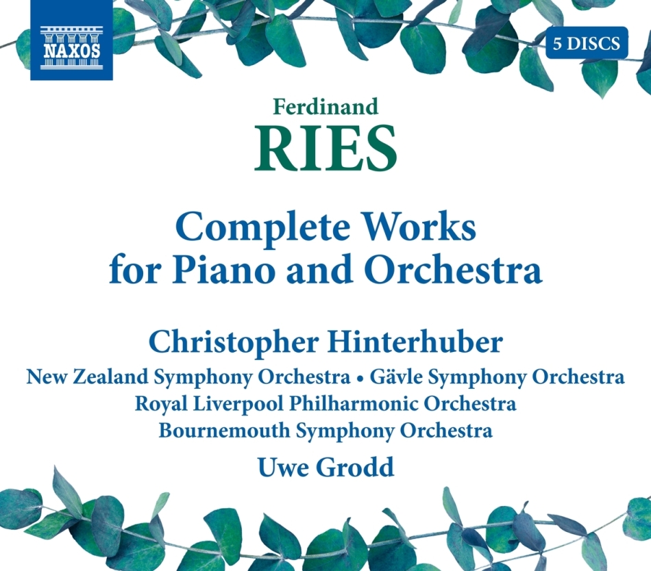 Ferdinand Ries, Uwe Grodd, Christopher Hinterhuber, The New Zealand Symphony Orchestra, Gävle Symphony Orchestra, … - Complete Works For Piano And Orchestra (5 CDs)
