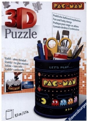 Ravensburger 3D Puzzle 11276 - Utensilo Pac-Man - 54 Teile - Stiftehalter für Pac-Man Fans ab 6 Jahren, Schreibtisch-Organizer für Kinder