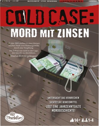 ThinkFun - 76486 - Cold Case: Mord mit Zinsen. Der Krimi im eigenen Heim. Wer findet den Mörder? Ein Rätsel-Spiel für Einen oder in der Gruppe ab 14 Jahren