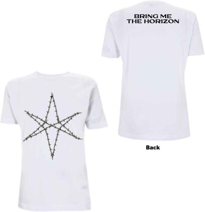 Bring Me The Horizon Unisex T-Shirt - Barbed Wire (White) (Back Print)
