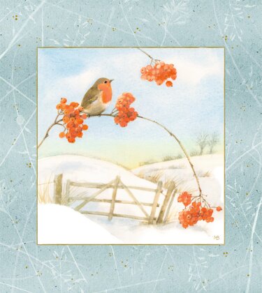 Wintermorgen mit Rotkehlchen - Wandkalender