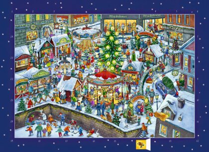 Wimmeliger Weihnachtsmarkt - Wandkalender