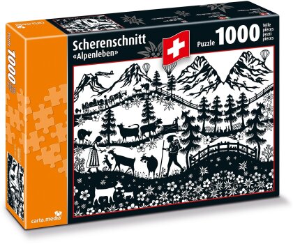 Alpenleben - Scherenschnitt - Puzzle
