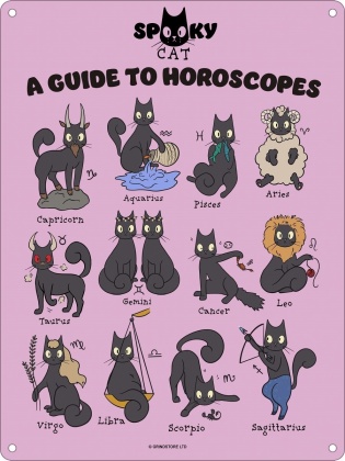 Spooky Cat A Guide To Horoscopes - Mini Tin Sign