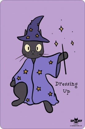 Spooky Cat Dressing Up - Small Tin Sign