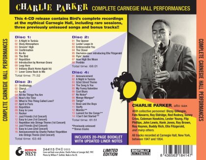 Charlie Parker - Complete Carnegie Hall Performances (4 CDs)
