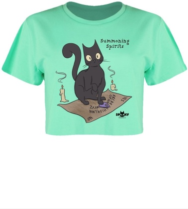 Spooky Cat: Summoning Spirits - Peppermint Boxy Crop Top